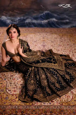Regal Black Jalpuri Silk Embroidered Lehenga Set