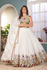 Ivory Chinon Silk Embroidered Lehenga Ensemble