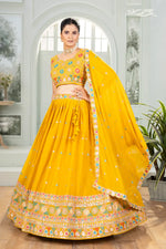 Sunshine Yellow Star Georgette Embroidered Lehenga Ensemble