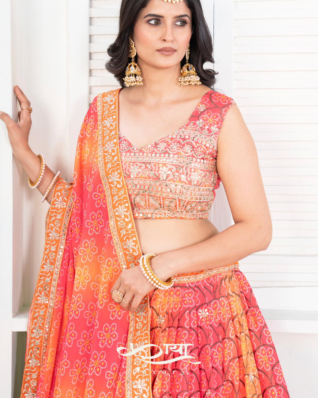 Chinon Silk Lehenga Set with Digital Print & Sequin Embroidery | Premium Boutique Collection