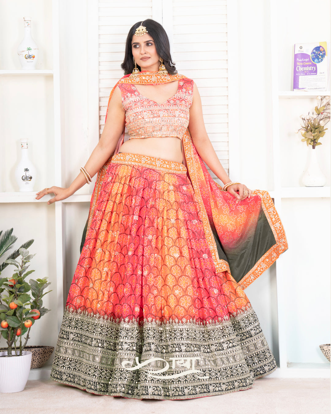 Chinon Silk Lehenga Set with Digital Print & Sequin Embroidery | Premium Boutique Collection