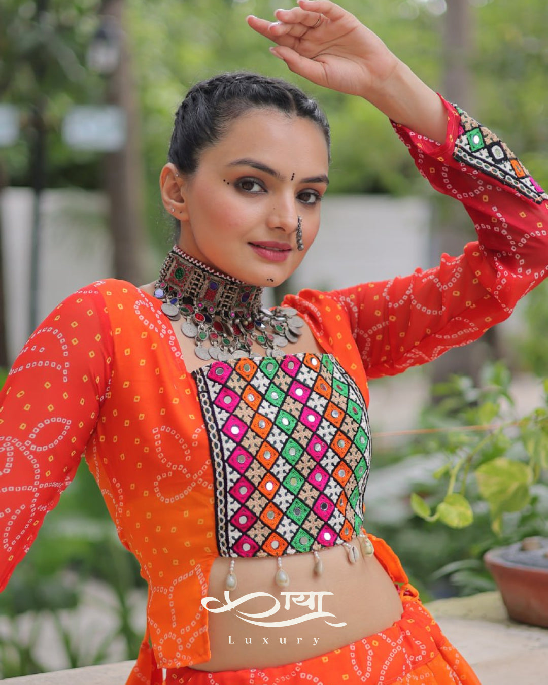 ✨ Bandhani Print Kutchi Patchwork Navratri Lehenga Choli