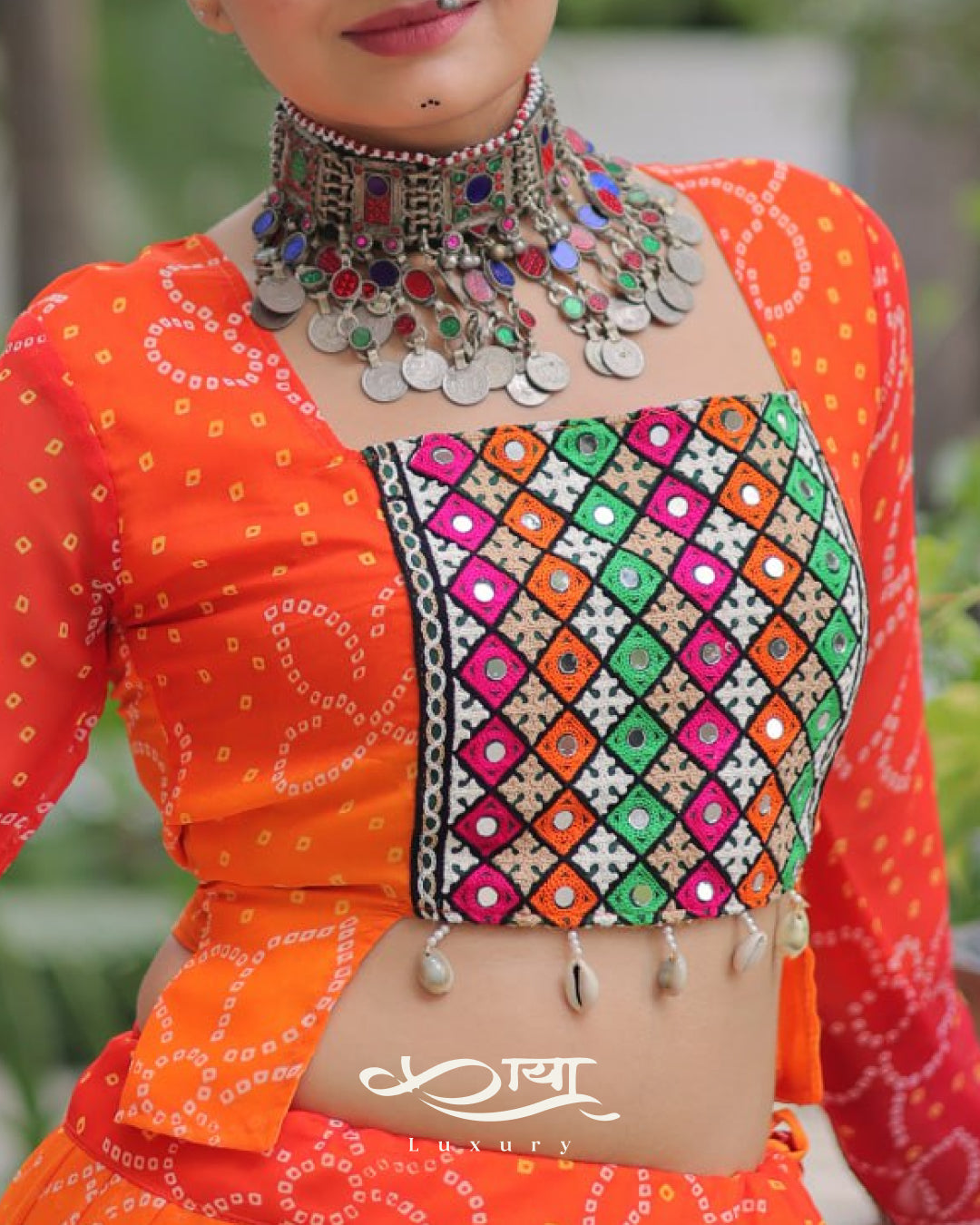 ✨ Bandhani Print Kutchi Patchwork Navratri Lehenga Choli