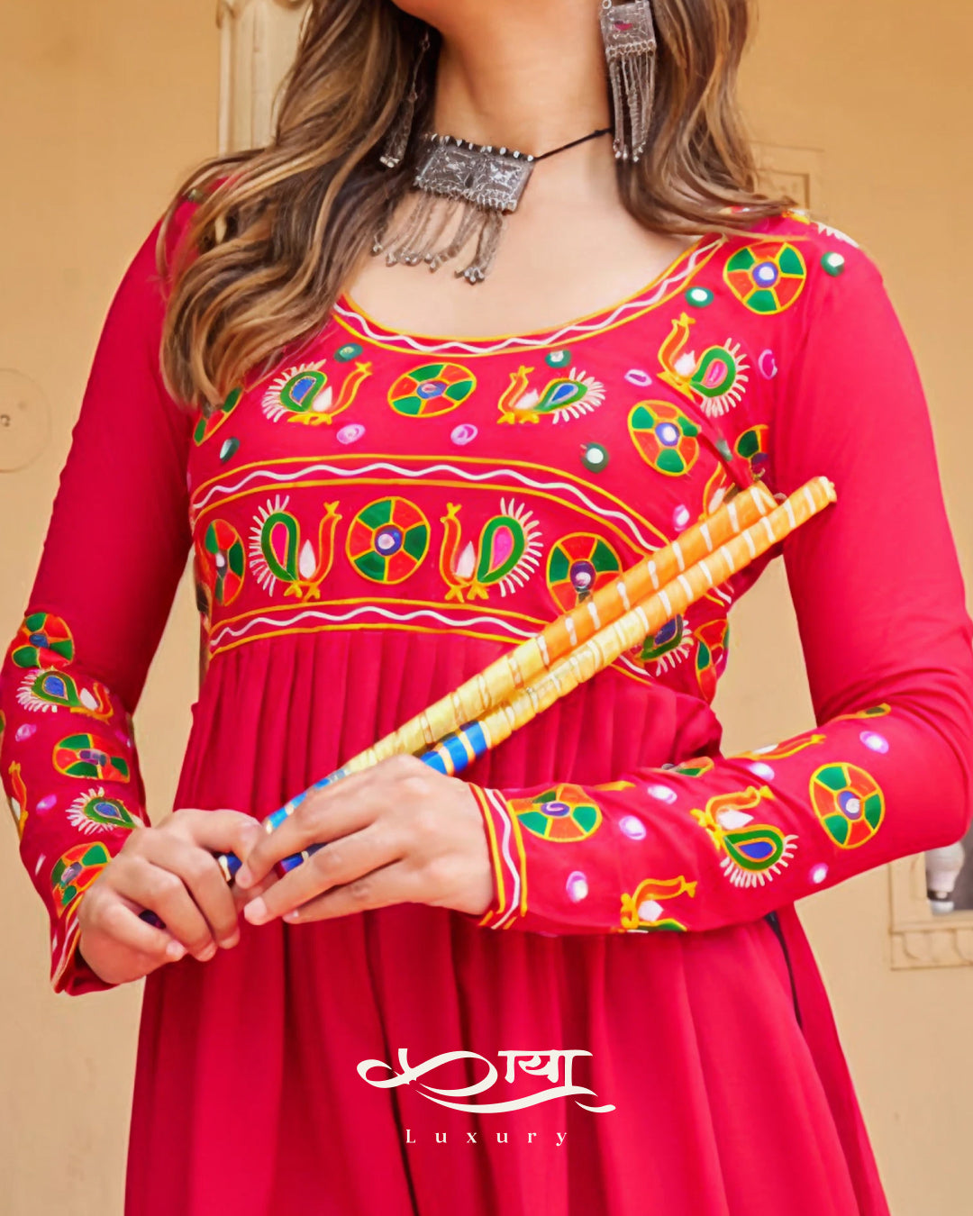 Reyon Kutchi Gamthi Work Festive Kurti | Navratri Collection 2025