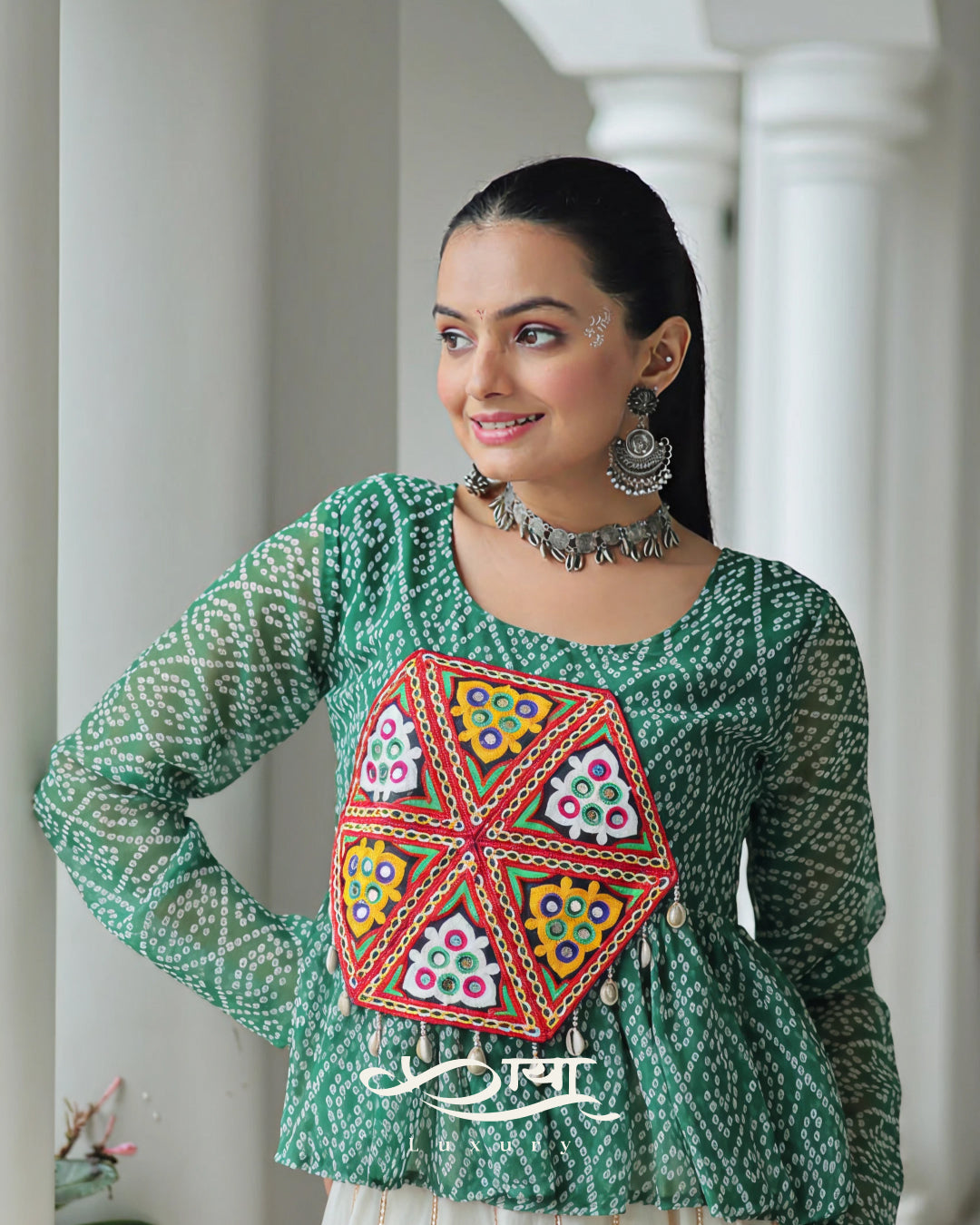 Kora Cotton Gota-Patti Lehenga with Bandhani Kutchi Patchwork | Navratri Collection 2025