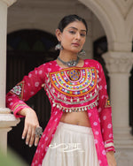 12-Meter Flair Kora Cotton Lehenga with Bandhani Kutchi Patchwork Georgette Kurti| Navratri Collection 2025