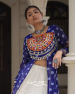 12-Meter Flair Kora Cotton Lehenga with Bandhani Kutchi Patchwork Georgette Kurti| Navratri Collection 2025