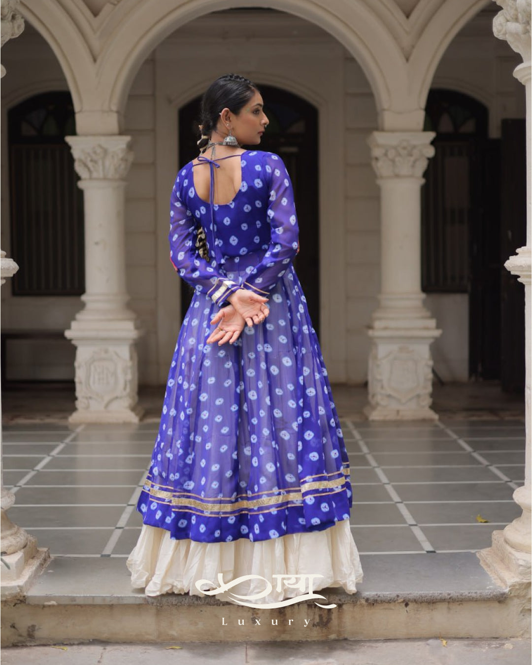 12-Meter Flair Kora Cotton Lehenga with Bandhani Kutchi Patchwork Georgette Kurti| Navratri Collection 2025