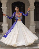 12-Meter Flair Kora Cotton Lehenga with Bandhani Kutchi Patchwork Georgette Kurti| Navratri Collection 2025