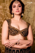 Regal Black Jalpuri Silk Embroidered Lehenga Set