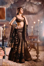 Regal Black Jalpuri Silk Embroidered Lehenga Set