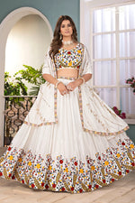 Ivory Chinon Silk Embroidered Lehenga Ensemble