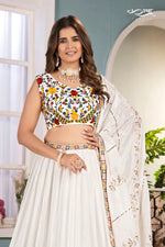 Ivory Chinon Silk Embroidered Lehenga Ensemble
