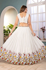 Ivory Chinon Silk Embroidered Lehenga Ensemble