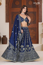 Imperial Chinon Silk Zari Embroidered Lehenga Ensemble
