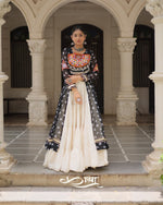 12-Meter Flair Kora Cotton Lehenga with Bandhani Kutchi Patchwork Georgette Kurti| Navratri Collection 2025