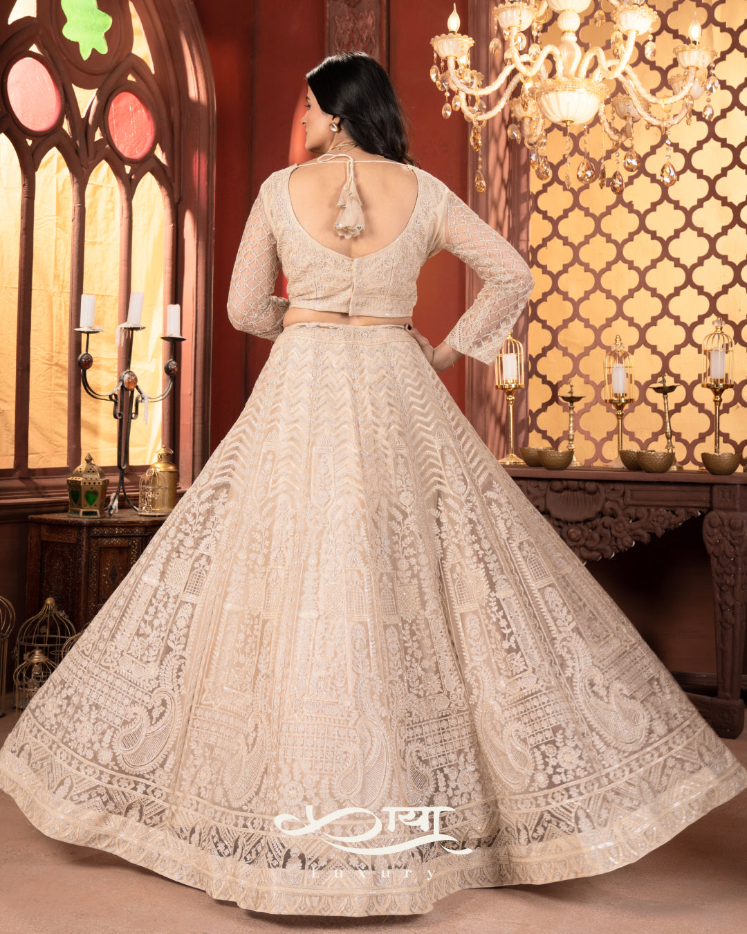 Premium Net Embroidered Lehenga Set | Designer Showroom Collection - KaayaLuxe