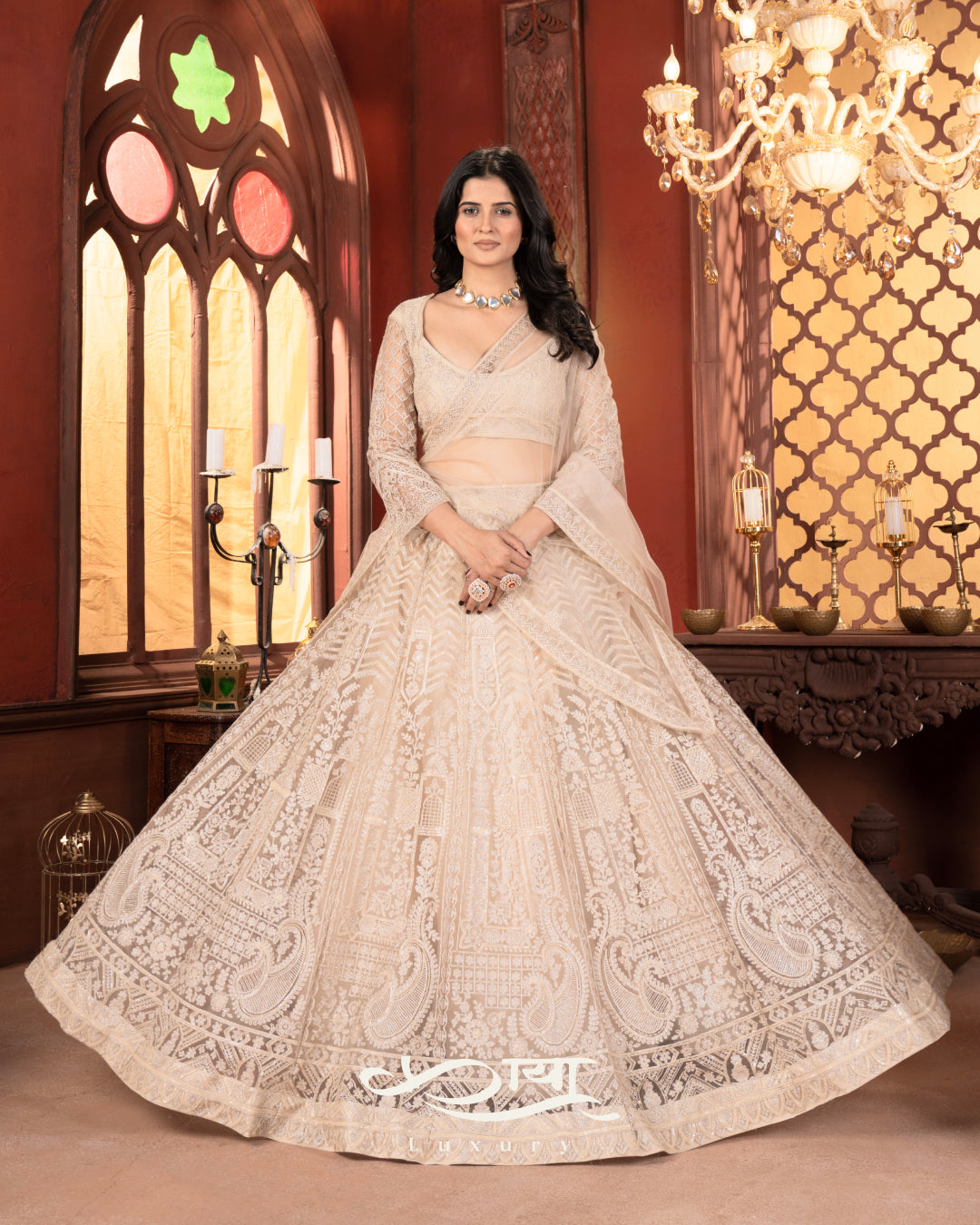 Premium Net Embroidered Lehenga Set | Designer Showroom Collection - KaayaLuxe