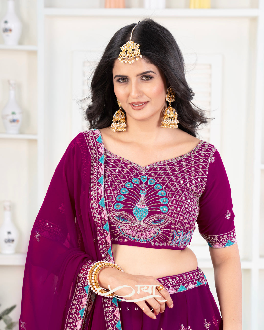 Premium Faux Georgette Embroidered Lehenga Set - Showroom Designer Collection