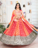 Chinon Silk Lehenga Set with Digital Print & Sequin Embroidery | Premium Boutique Collection