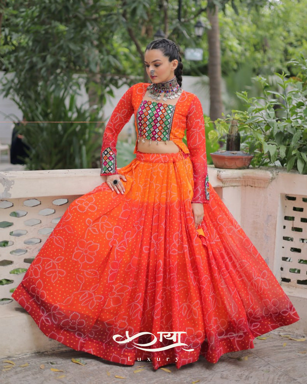 ✨ Bandhani Print Kutchi Patchwork Navratri Lehenga Choli