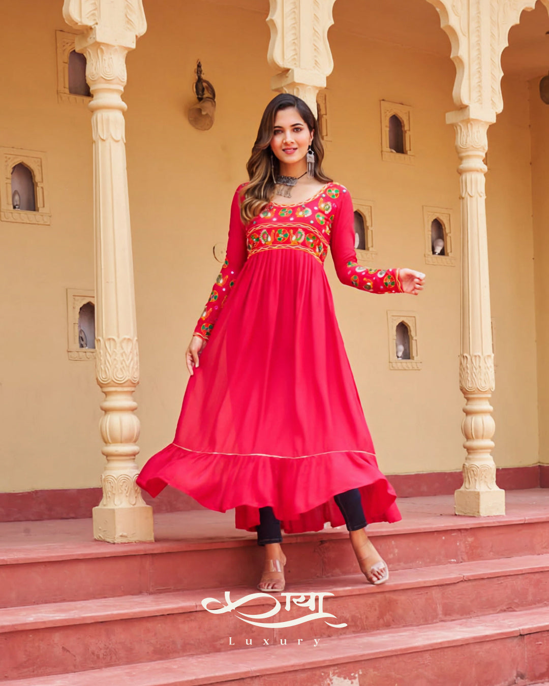 Reyon Kutchi Gamthi Work Festive Kurti | Navratri Collection 2025