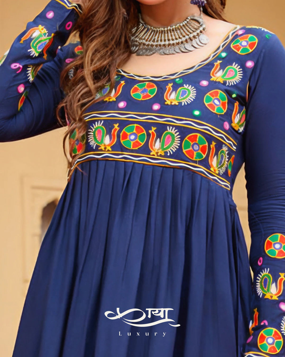 Reyon Kutchi Gamthi Work Festive Kurti | Navratri Collection 2025