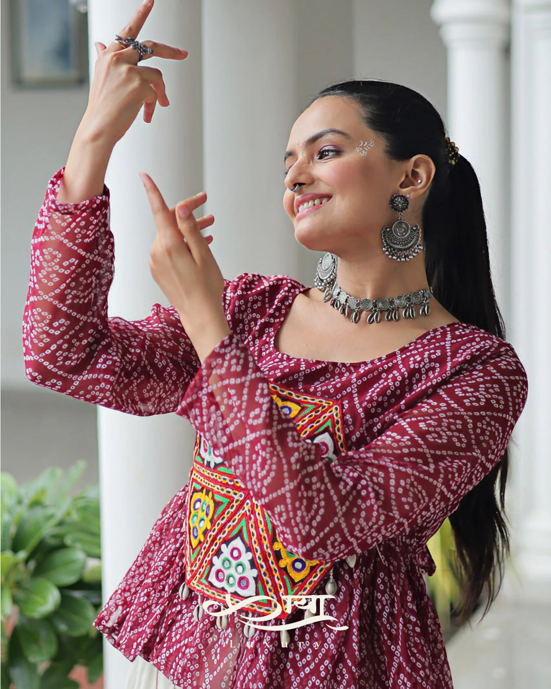 Kora Cotton Gota-Patti Lehenga with Bandhani Kutchi Patchwork | Navratri Collection 2025