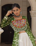 12-Meter Flair Kora Cotton Lehenga with Bandhani Kutchi Patchwork Georgette Kurti| Navratri Collection 2025