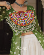 12-Meter Flair Kora Cotton Lehenga with Bandhani Kutchi Patchwork Georgette Kurti| Navratri Collection 2025