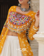 12-Meter Flair Kora Cotton Lehenga with Bandhani Kutchi Patchwork Georgette Kurti| Navratri Collection 2025