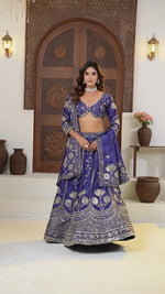 Imperial Chinon Silk Zari Embroidered Lehenga Ensemble