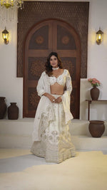 Imperial Chinon Silk Zari Embroidered Lehenga Ensemble