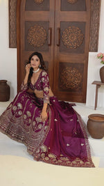 Imperial Chinon Silk Zari Embroidered Lehenga Ensemble